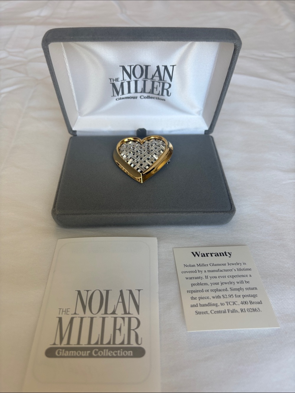 Nolan Miller Two-Tone Gold and Silver Heart Brooch